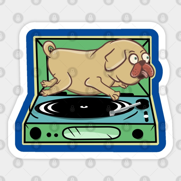 Pug Vinyl Turntable Sticker by mailboxdisco